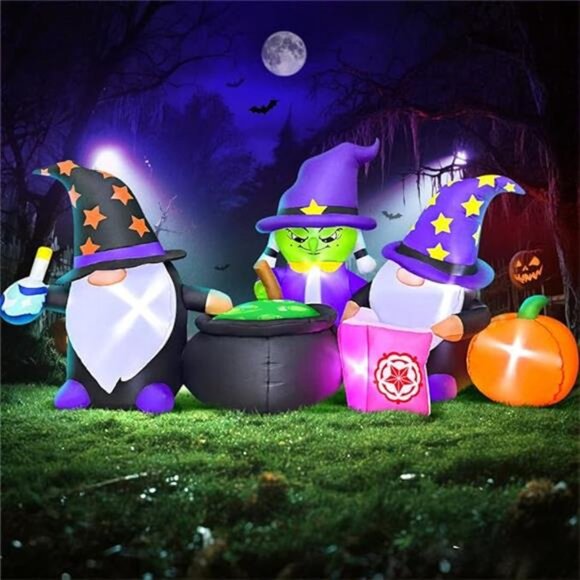 7FT Halloween Inflatable Decoration, Built in LED Lights...